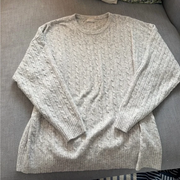 Nuuds Cable Crewneck Sweater in Heather Grey XL - Picture 6 of 10